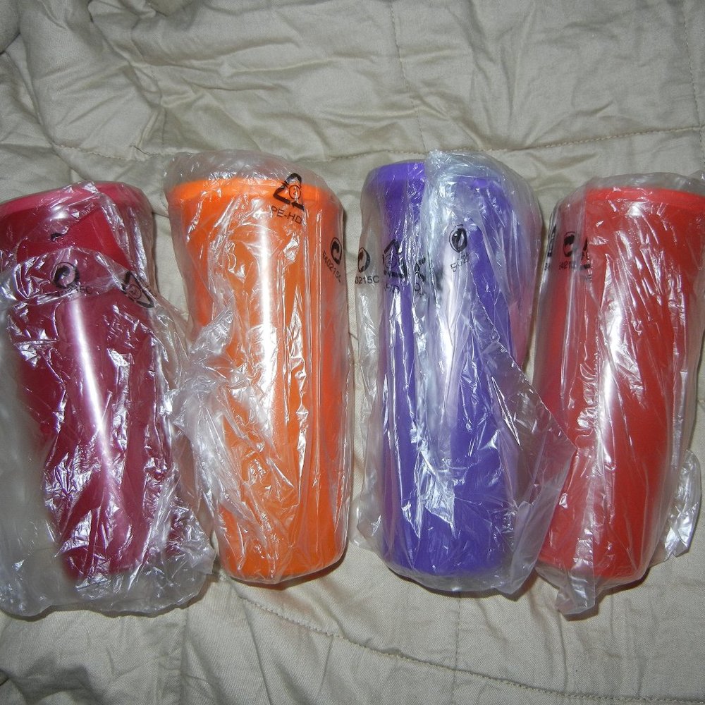Tupperware tumblers with flip top 16oz multicolor set of 4